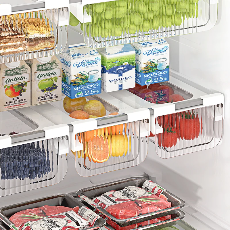 Refrigerator Organizer Bins Stackable Fridge Organizers Clear Plastic Food Storage Freezer Kitchen refrigerator pull out drawer
