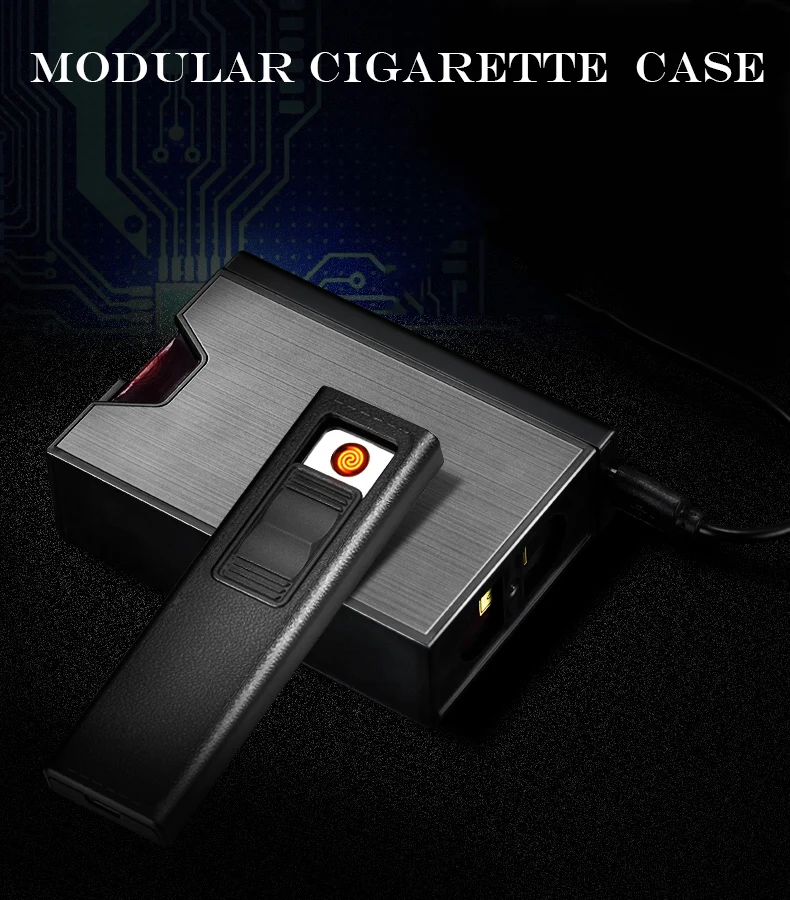  CC262042 Алюминиевый USB-портсигар для зажигалки нагревательный провод пластиковый табачный зеркальный металлический контейнер сигарет 20