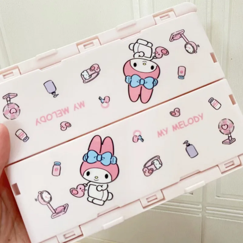 New Arrival Melody Kuromi folding small storage box cartoon desktop stack stationery storage basket