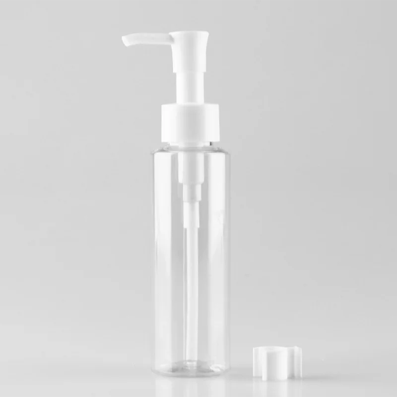 100ml flat shoulder oil pump bottle PET makeup remover oil Korean oil pump sub-packaging plastic bottles