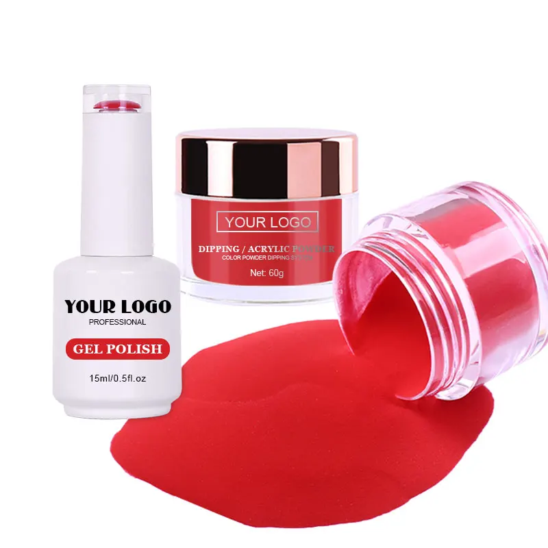 Nail art designs gel polish and dipping powder set 3 in 1 color acrylic nail powder