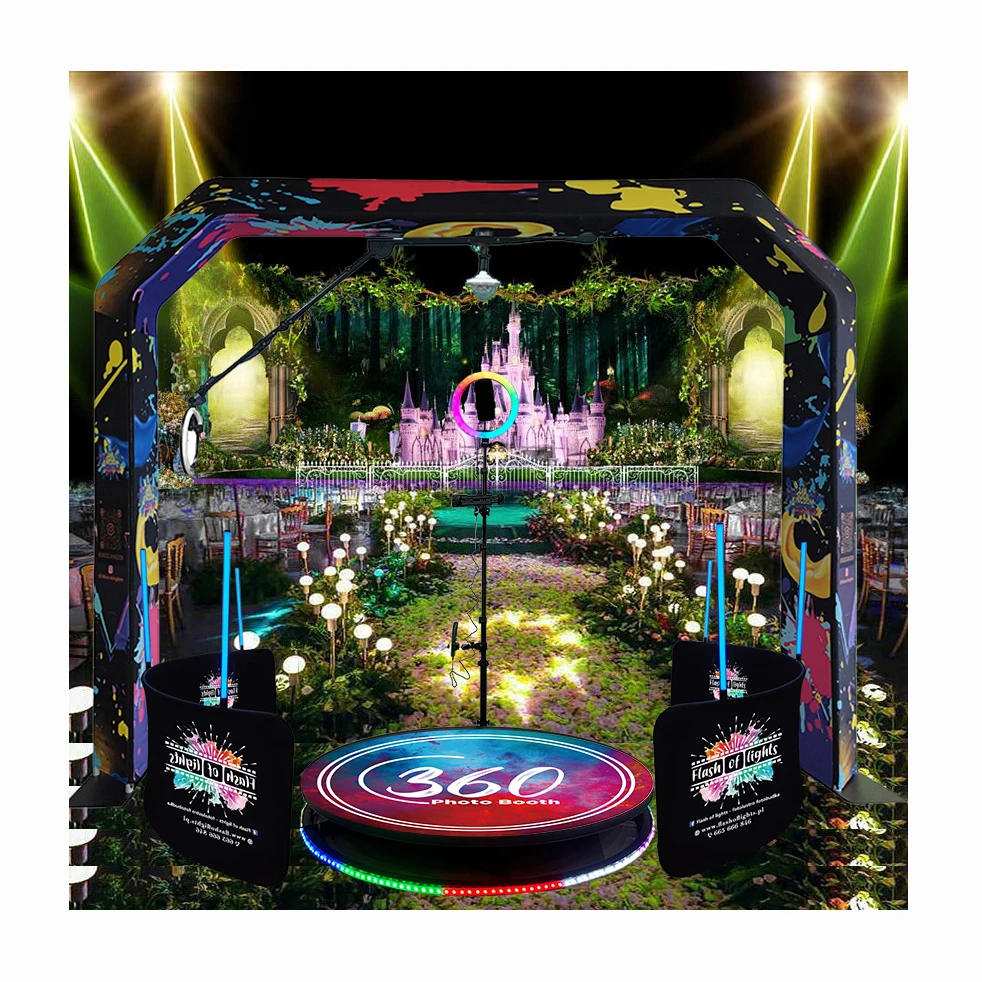 2025 New Adjustable 360 Photo Booth Wedding for Wedding and Event Used 360 Photo Booth New RGB 360 Degree LED Lighting