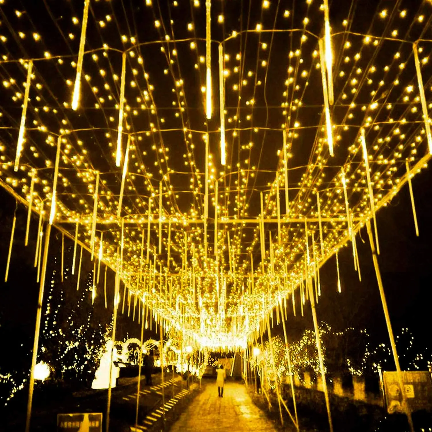 2024 LED Meteor Shower String Lights Christmas Firecracker Garland Icicle Snow Falling Raindrop Light Garden Party Decor