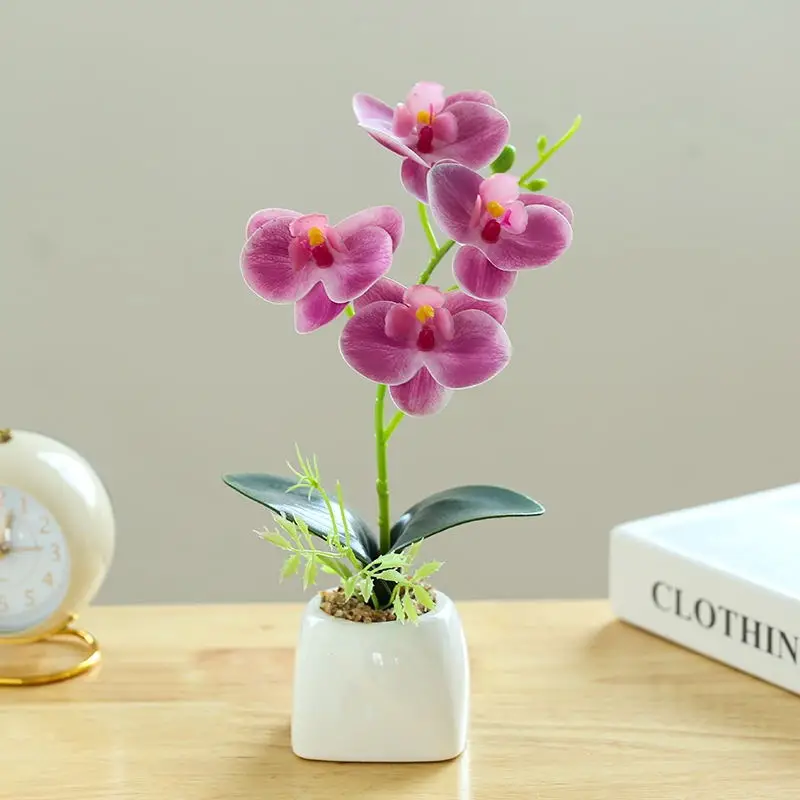 Artificial Orchid Real Touch Forever Flowers Plant Pot Decorative