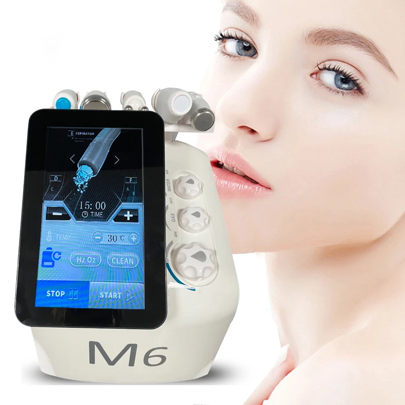Multifunction 6 in 1 dermabrasion oxygen skin peeling deep cleaning facial hydro beauty equipment