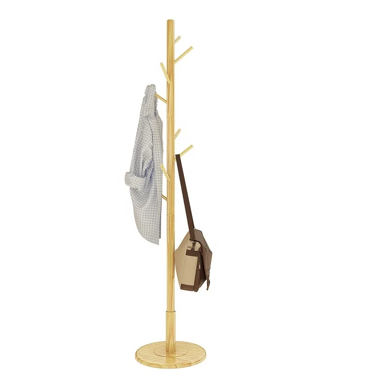 Bamboo made new design hall tree standing coat rack floor hanger