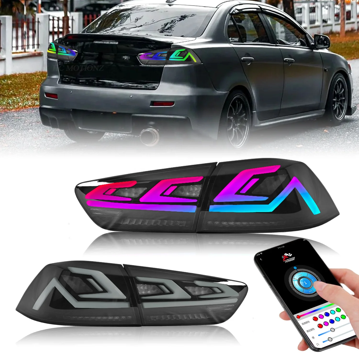 Задние светодиодные фары HCmotion E-mark для Mitsubishi Lancer ex evo задние Для Седана с анимацией RGB 2008-2017