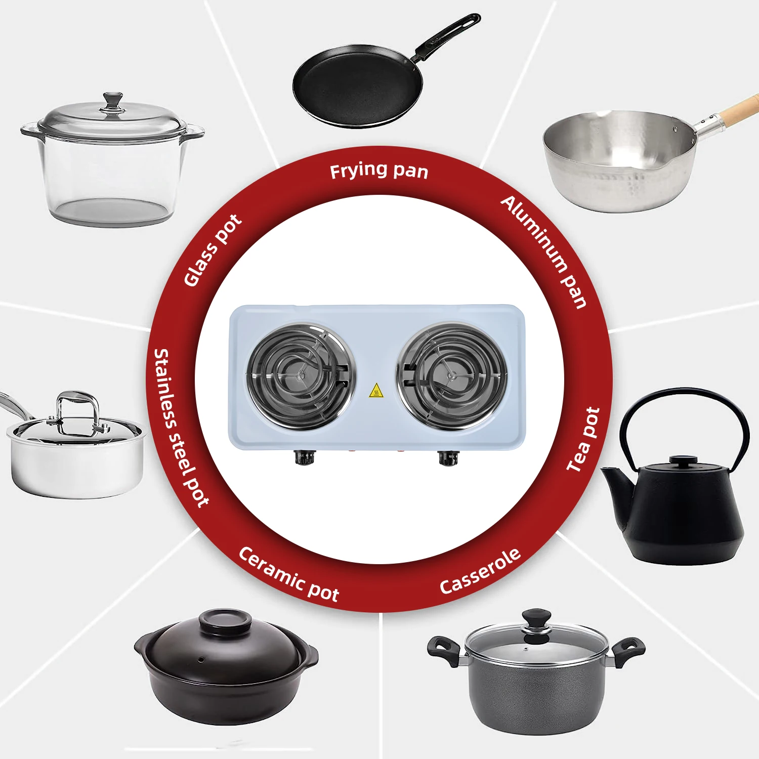 Kitchen high quality double 2 burner energy saving two plate electric hot plates stove heater for cooking