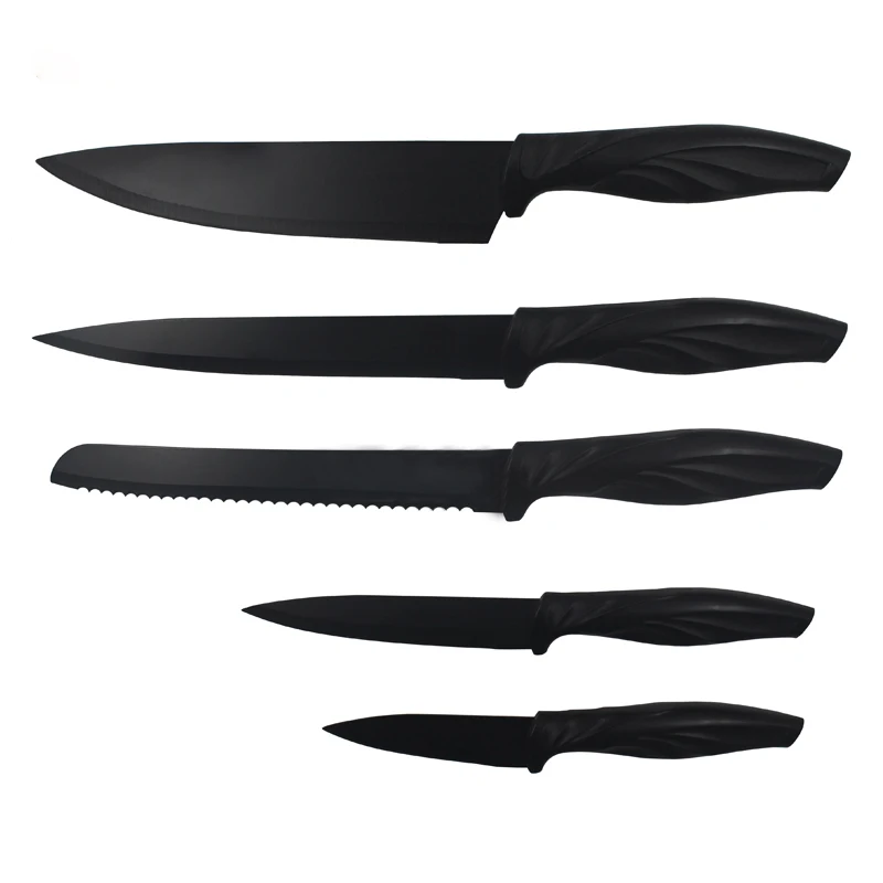 
Food contact safe non-stick coating kitchen knife set with PP handle 