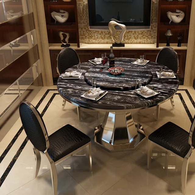 2023 round marble top stainless steel frame dinner tables for sale  dining  room use