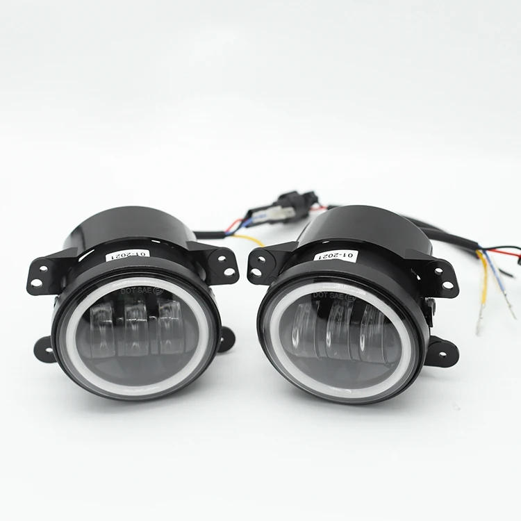 Dual color white amber led fog driving lights 4 inch 30w with halo car led fog light