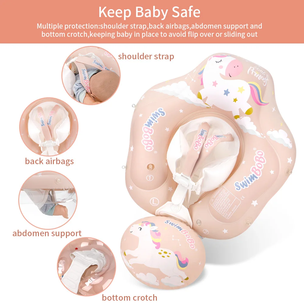 Swimbobo Inflatable Floating With Canopy Kids Water Toy Pink Swimming Rings Children Swim For Pool Accessories Ring Baby Float