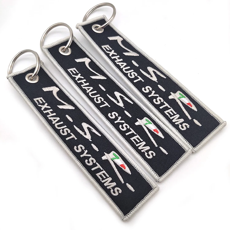 Manufacturer Promotion Fashion Woven Key Tag Souvenir Embroidered keychain Custom Jettags