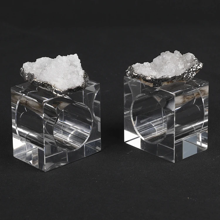 Wholesale Bulk Natural Decorative Crystal Wedding Table Napkin Rings Decoration Accessories Quartz Geode Napkin Rings