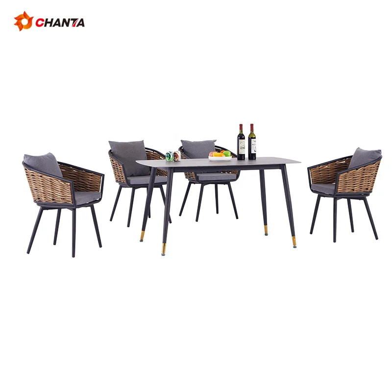 American Standard Outdoor Garden French Bistro Cafe Aluminum Rope Rattan Woven Chair