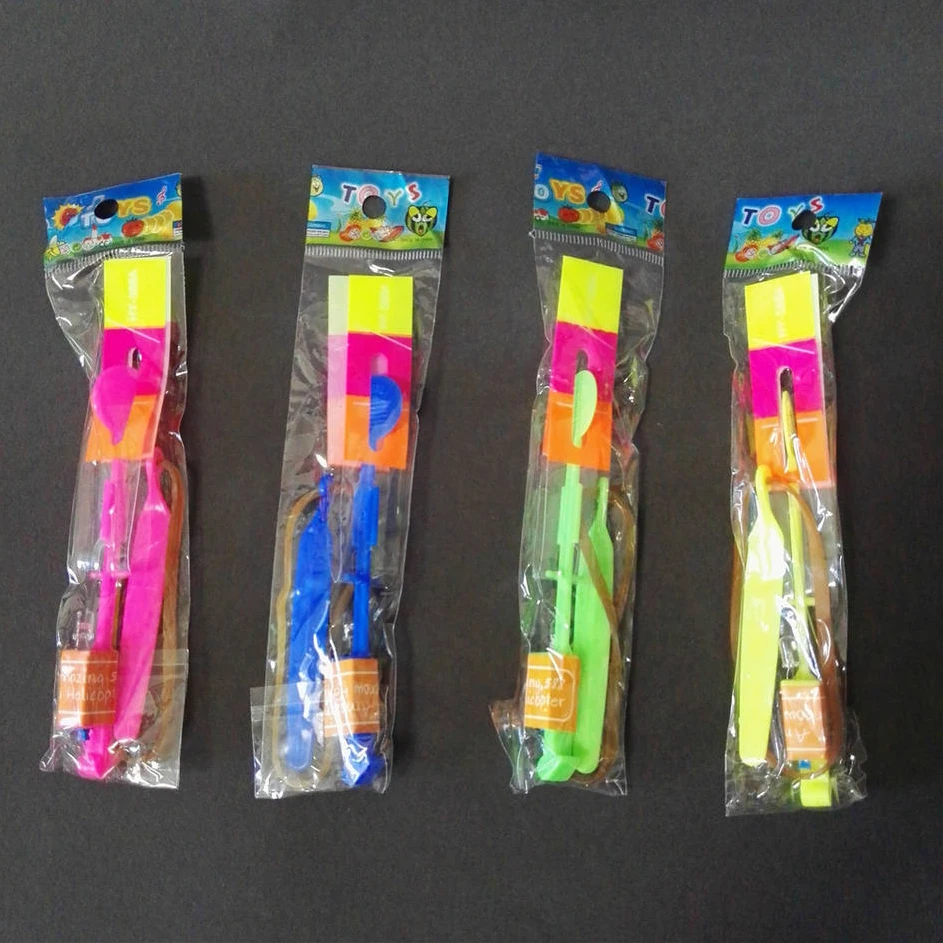 Kids Classic Toy Magic Plastic Light Glowing Rocket Slingshot Shooting Flying Led Arrow Helicopter