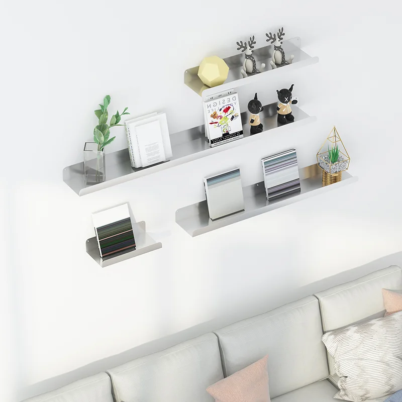 Amazon Hot Sell Nordic Metal Partition Wall Mount Shelf Hanging Bookshelf Floating Shelves