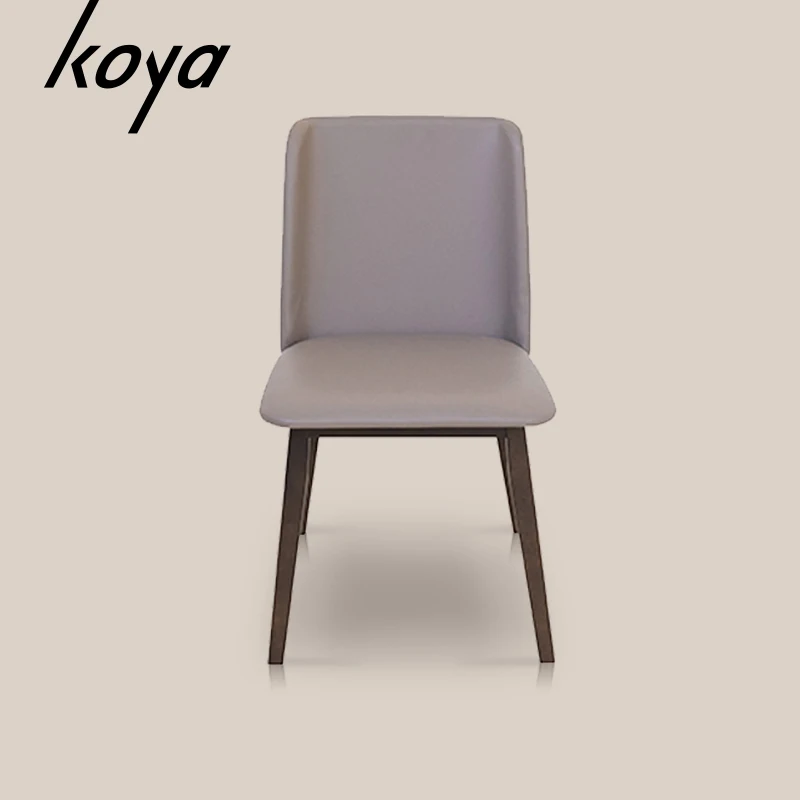 High Quality Modern Style Hotel  Solid Ash Wood Frame PVC PU Leather Dining Chair
