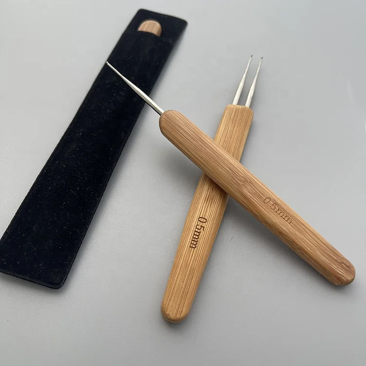 Cheaper factory OEM ODM 1-3 Hooks Style Dreadlocks Needle Natural Bamboo Crochet Needles Hair Weaving Tool for Braid