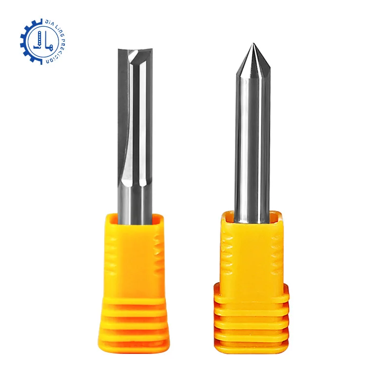 Jialing Endmill Carbide 2 Flute Straight End Mill Wood Compression Bit CNC Carving Single Flute Spiral Bits For Wood Cut Up Down