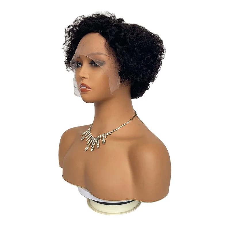 Pixie Cut Short Full Lace Wig, Glueless Short Curly Lace Bob Wigs Pixie Cut,Perruque 13X4X1 Pixie Curls Short Human Hair Wigs