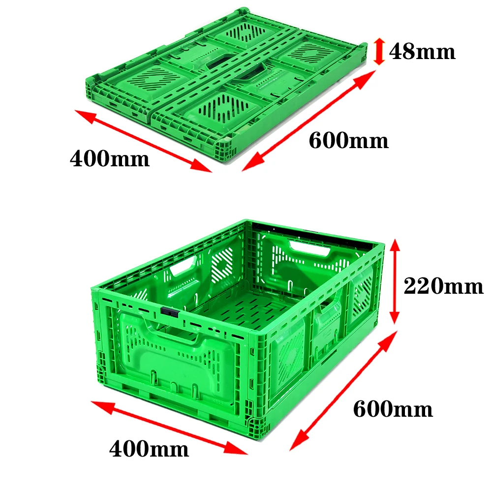FIRST wholesale folding plastic fruit crate vegetable crates plastic heavy duty stackable storage moving box