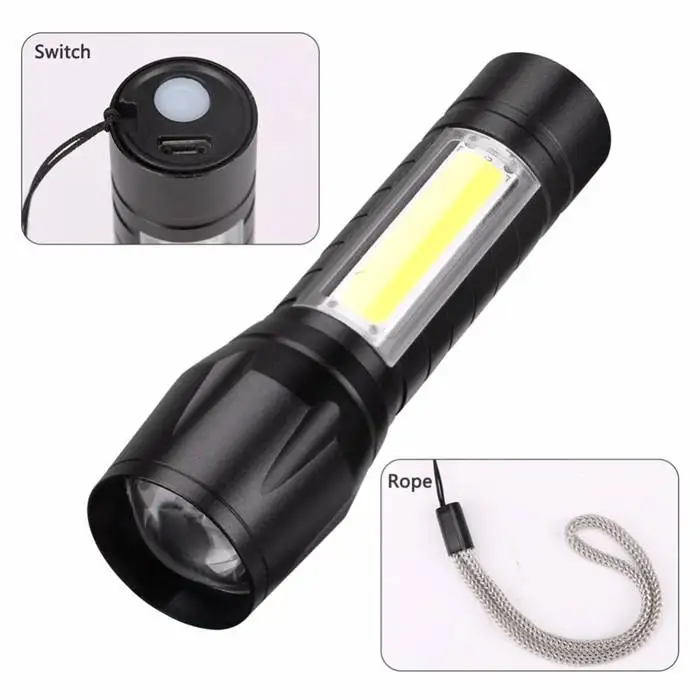 Multi-Functional USB Rechargeable COB LED Flashlight Torch