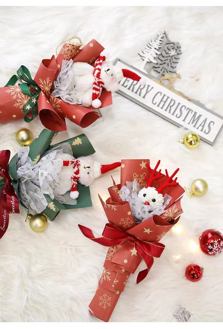 New Arrival DIY Small Mini Lovely Toy Christmas Toy Snowman Soap Flower Bouquet For Christmas Gift Decoration