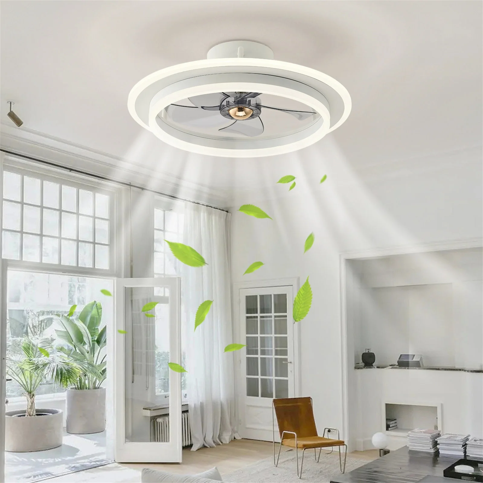 New Design Fan Light Ceiling Surface Mounted Round Modern Led Ceiling Lamp Ceiling Fan With Lights And Remote Control fan lamps