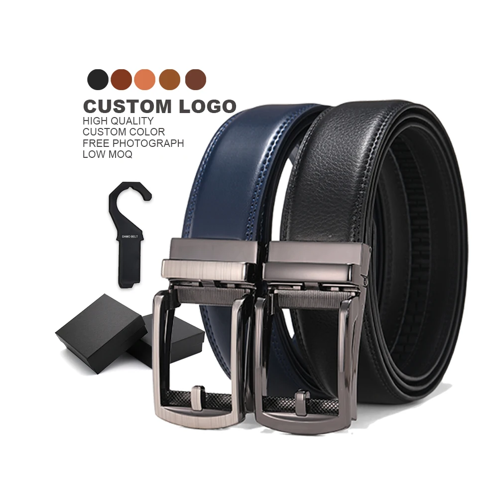 Athosline Custom Genuine Real Cowhide Leather Click Belt 35mm Width with Alloy Buckle Custom Logo