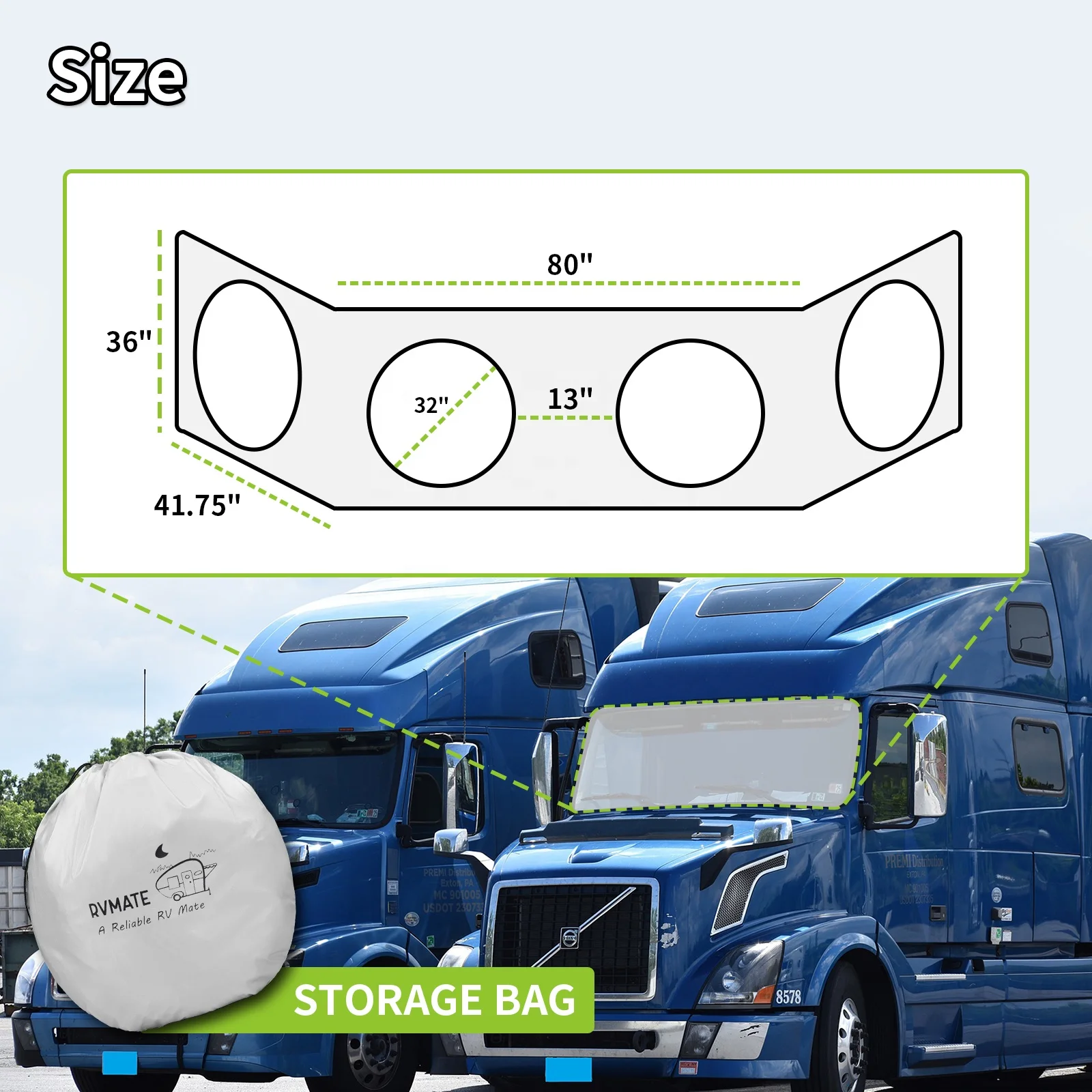RV Accessories Semi-Truck Sun Shade for Windshield and Side Windows Semi Truck Accessories for Semi,Commercial & Big RigTruck RV
