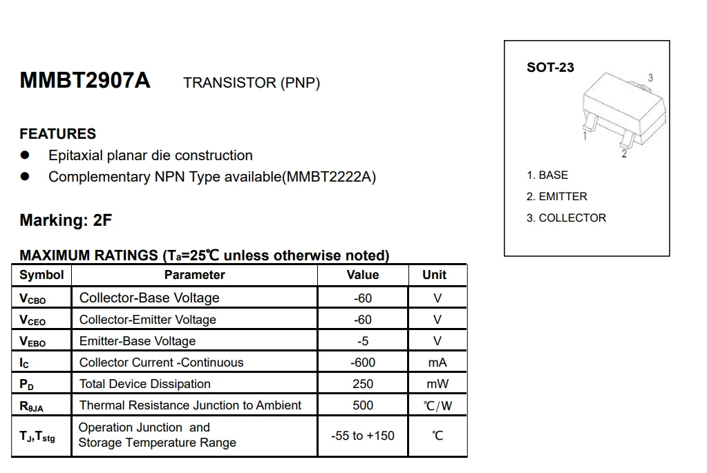 Factory Directly Wholesale widespread use in Home appliances smart wear  mobile phone  MMBT2907A SOT-23 transistor