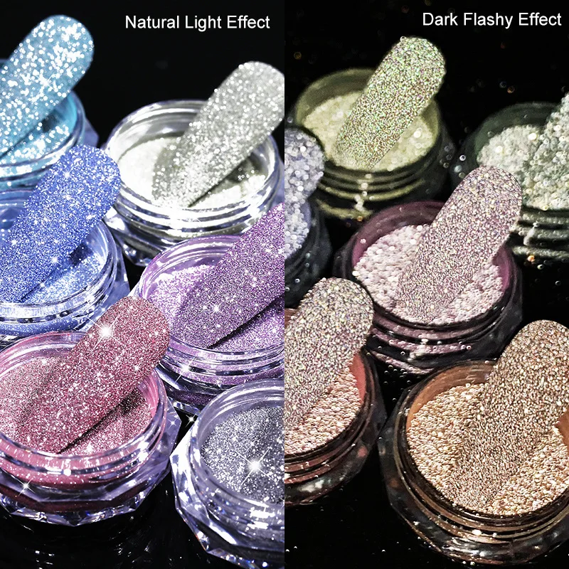 Nail Supplies Diamond Light Reflective Mermaid Aurora Pigment Shining Temperature Variable Explosive Diamond Nail Powder