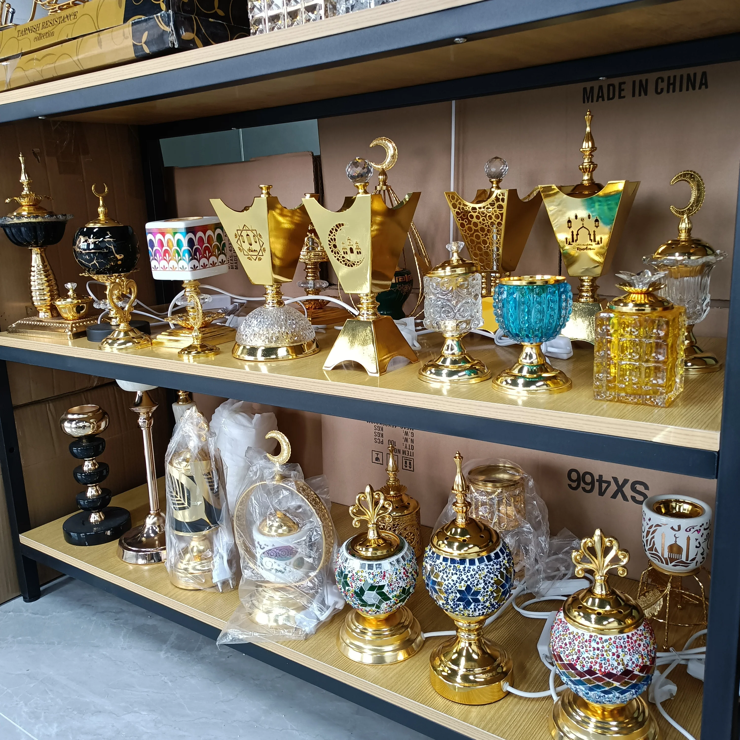 Islamic home decor gift sets aroma machine metal arabic antique crafts bakhoor electric incense burner and holder