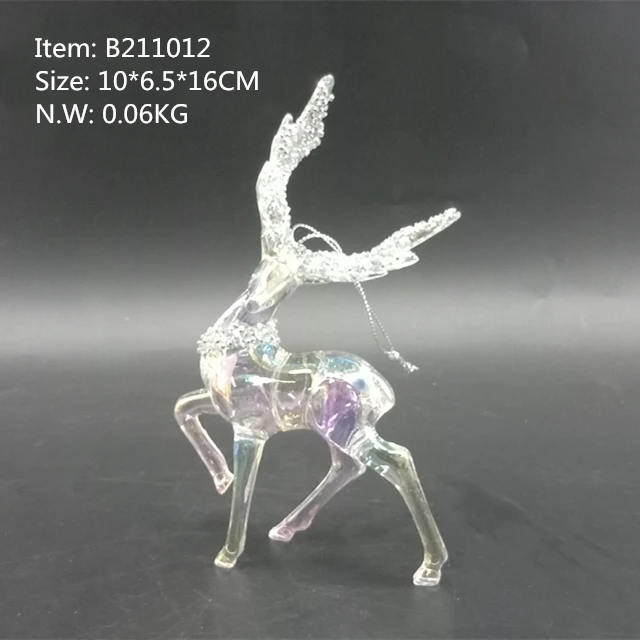 Transparent phantom Color acrylic deer Christmas Decoration Pendant Crystal reindeer  hanging decoration plastic bird ornament