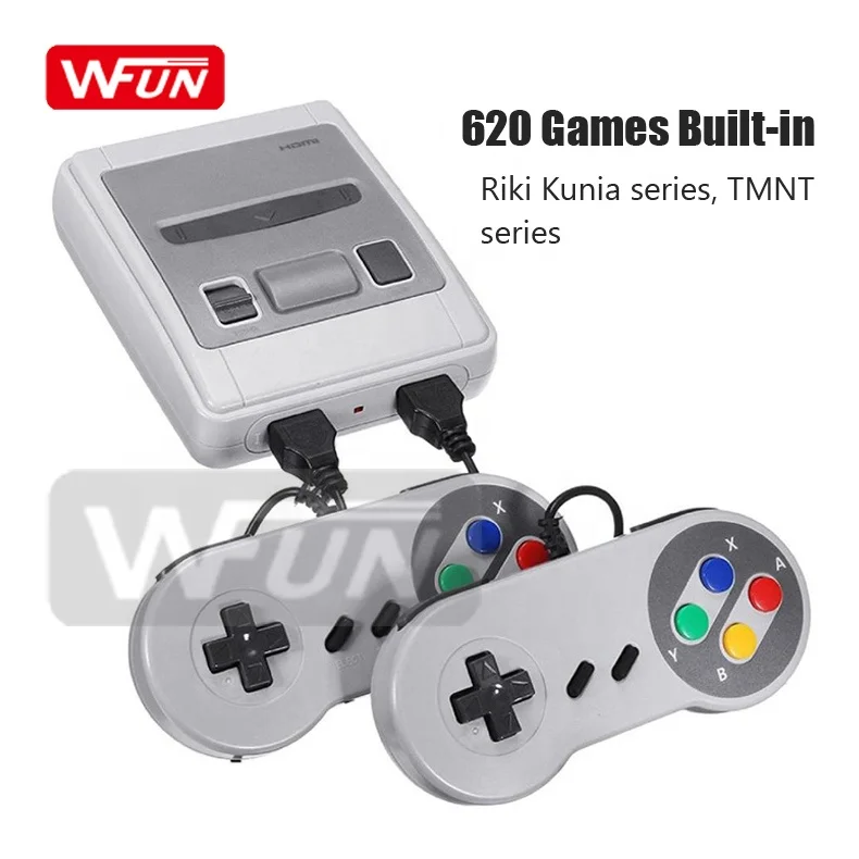 Лидер продаж, 8-битная мини ретро консоль для видеоигр SFC 620 в 1 с двумя проводными контроллерами для детей, подарки на день рождения