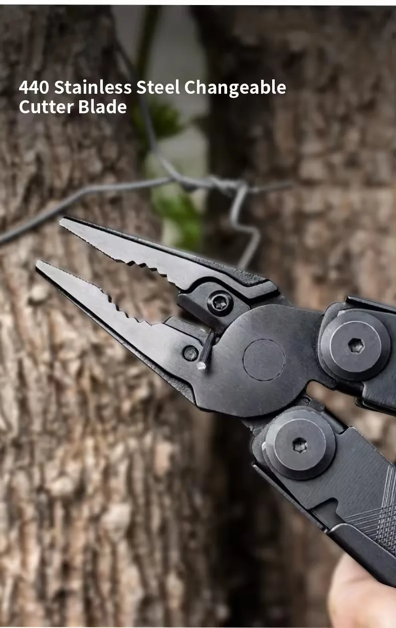 Multitool Pliers Pocket Knife Camping Hiking Gear Multitool Knife 15-in-1 Multi Tool Saw Scissors for Men Camping Hiking
