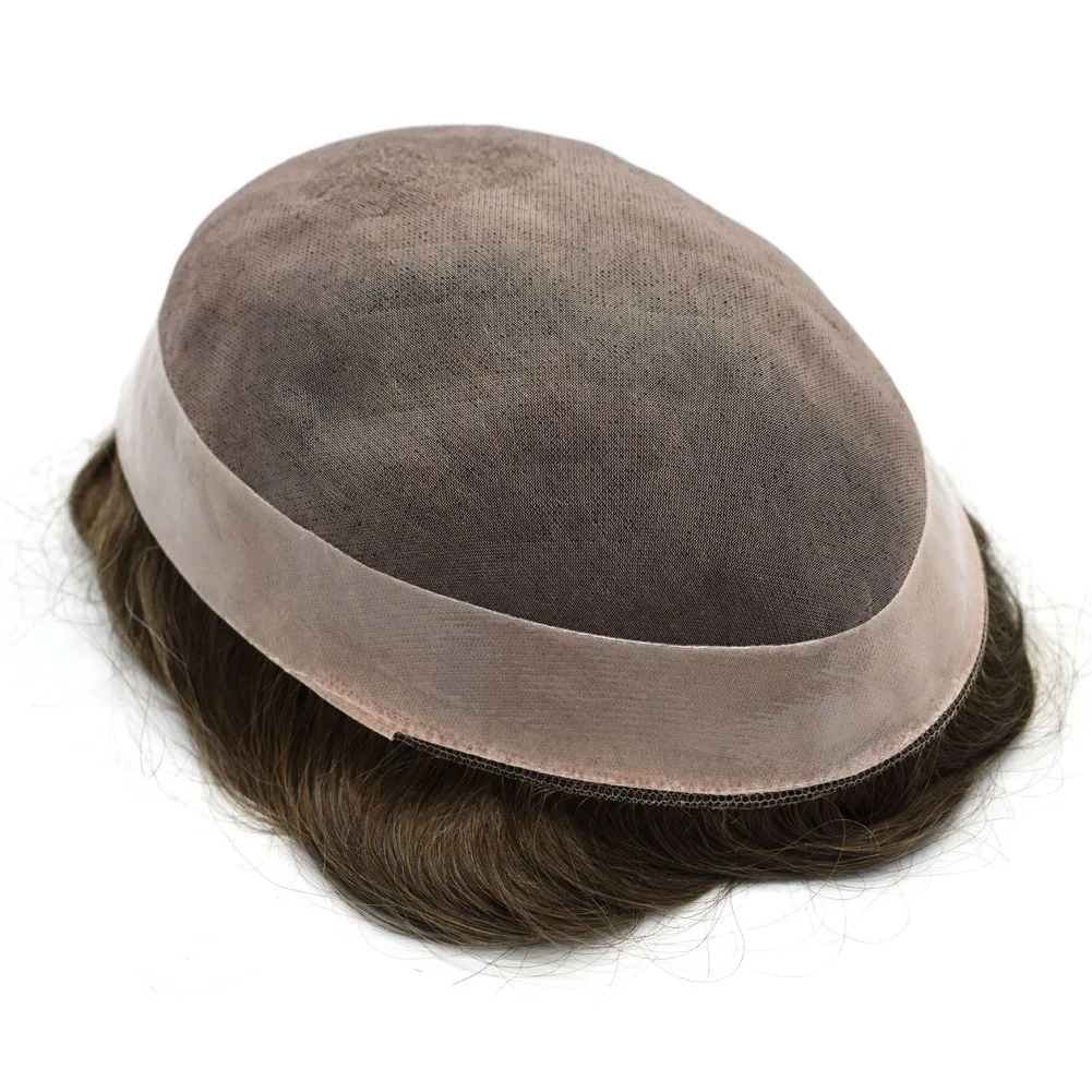 Drop Shipping Bleached Knots Mono Lace Pu Men Wig Natural Color Human Remy Hair Toupee For Men