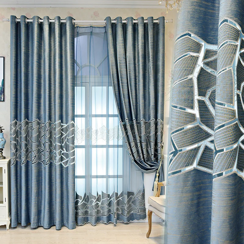 Wholesale Modern Luxury Window Drapes Hollow-out Laser Embroidery Curtain Fabric for Living Room and Bedroom