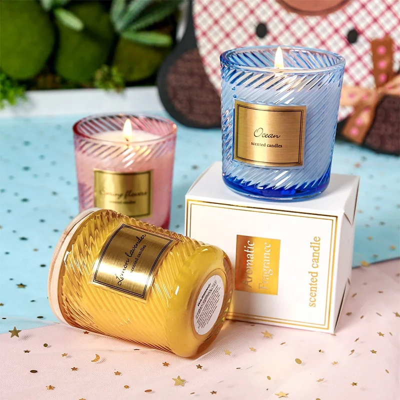 hot sale handmade decorative private label mini luxury glass soy wax scented candles in bulk