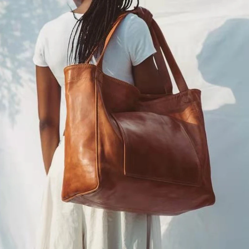 
Wholesale Fashionable Retro Oil Wax Leather Ladies Large Soft Hand Bags 2021 Designer Luxury Handbags For Women Famous Brand 