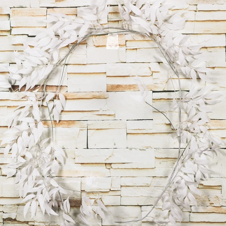 Wholesale Wedding Decoration Greenery Wreath Artificial Silk Hanging Willow Garland Plant Fake Green Leaf Willow Vine
