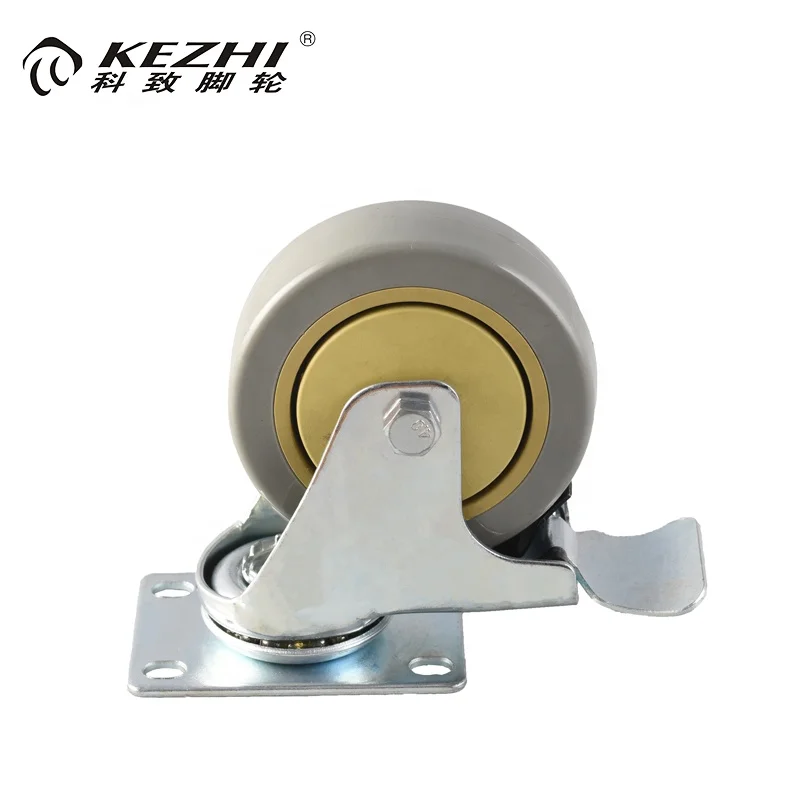 Various styles100mm single Bal Bearing brake pvc castor wheels caster