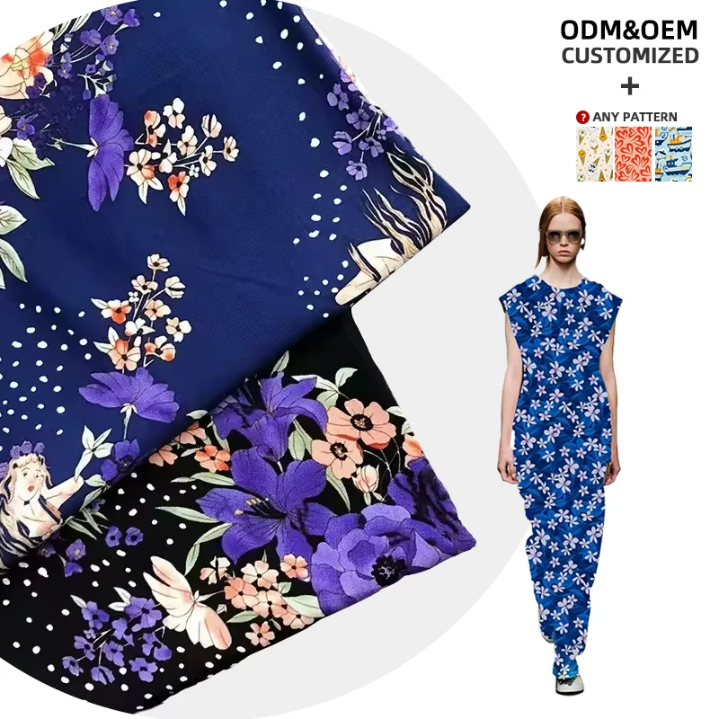Exclusive Recommend Factory price Customization Woven  Printed Floral 100% Rayon artificial cotton Fabric For Women Dress