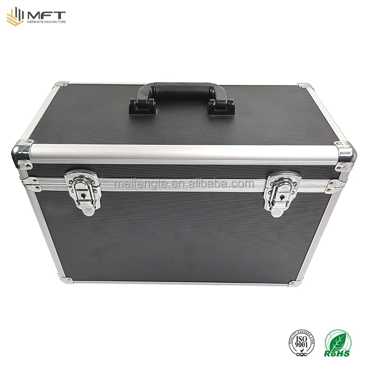 Black MDF Board Aluminum Silver Frame Tool Vertical Case with Customized Foam For Electrical Engineer Tools Storage