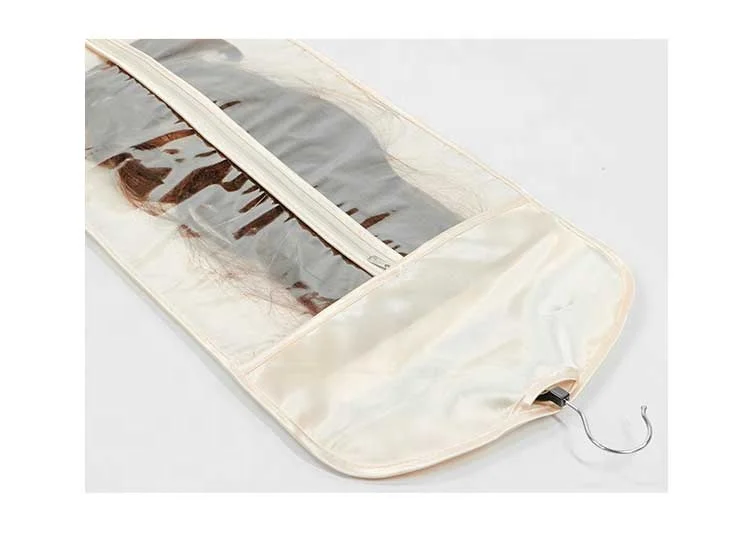 Custom Satin Wig Bag with Logo  with Hanger Satin Hair Extension Bags for Wigs Packaging Wig Satin Bag