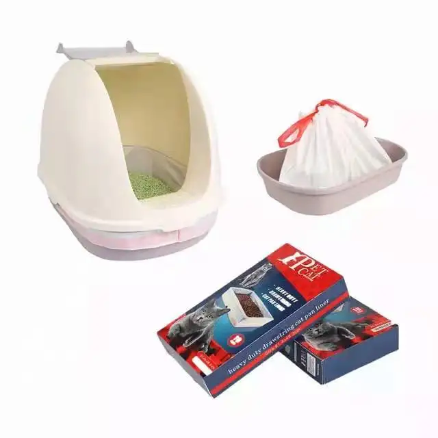 Biodegradable Plastic Cat Litter Pan  Box Liners Heavy Duty Durable Drawstring Cat Litter Bags