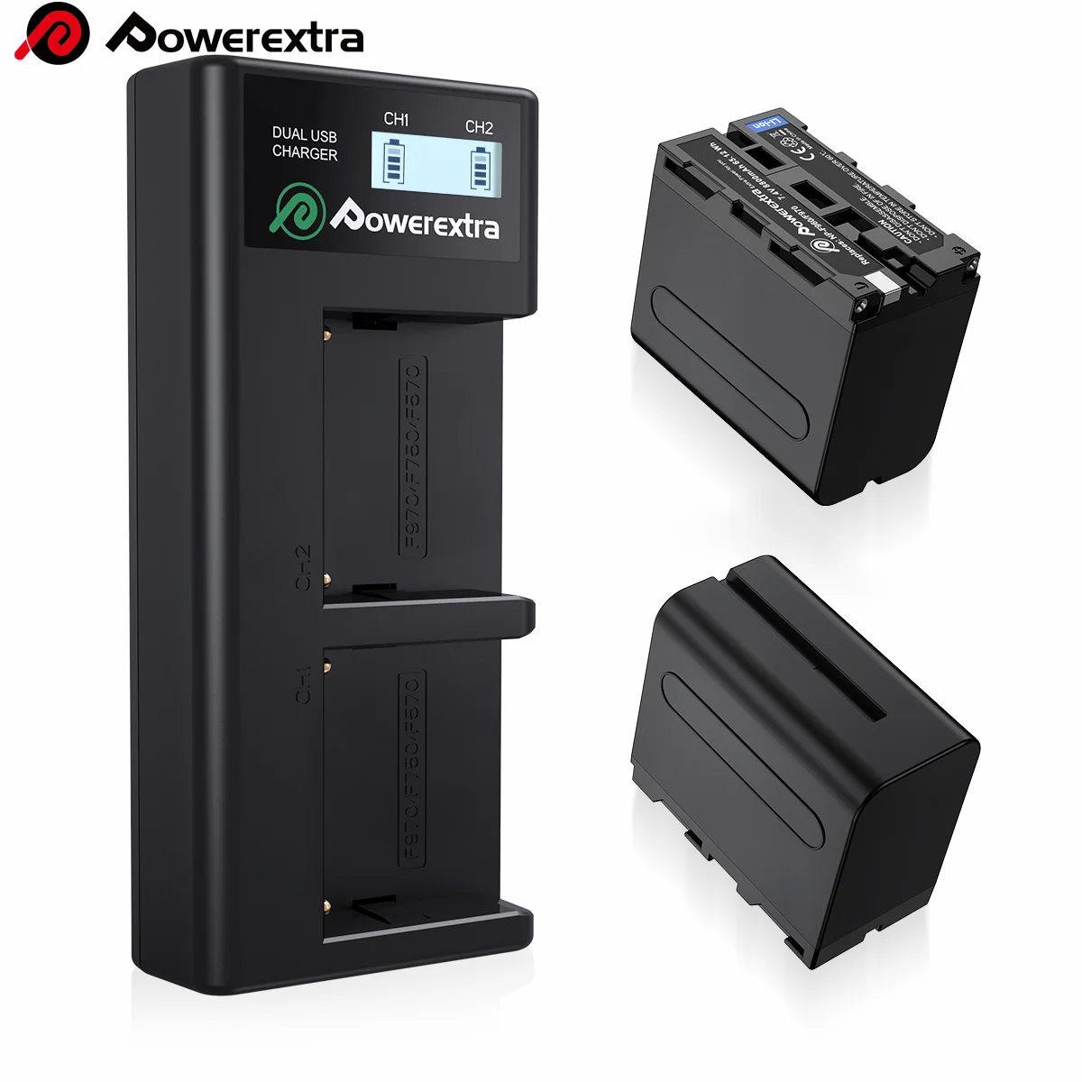 NP-F970 8800mAh 7.4V Replacement Camera Battery With 2 slots Smart LED Battery Charger