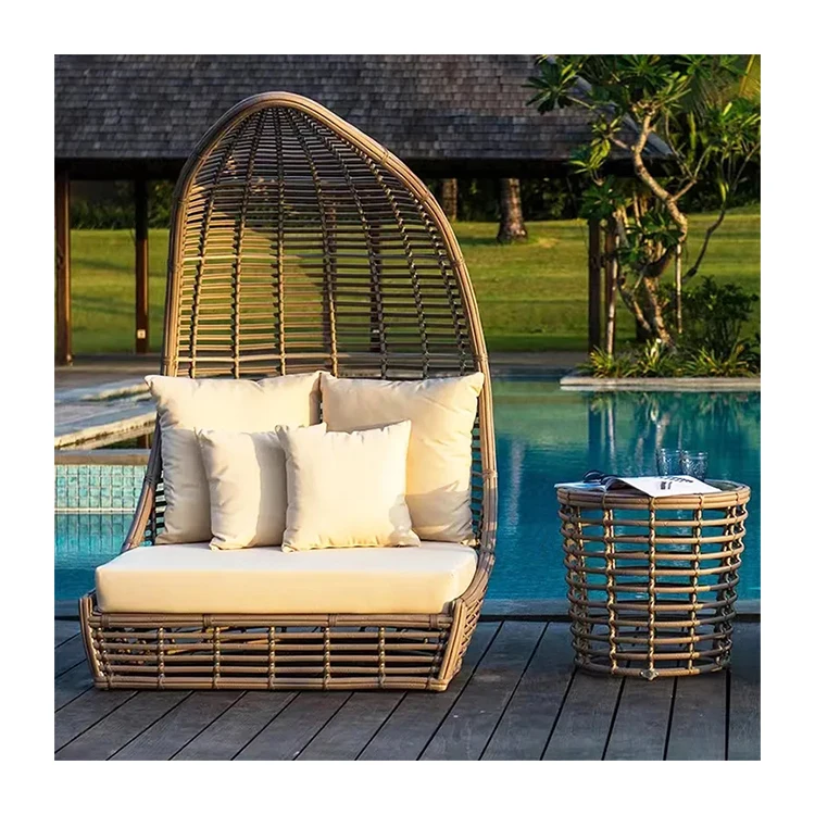 Modern outdoor wicker sunbeds beach pool outdoor wicker chairs aluminum garden furniture sets