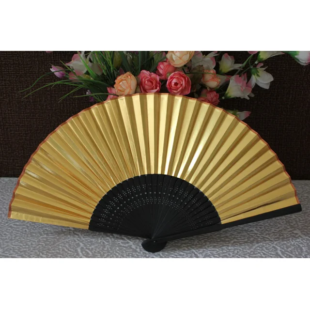 
Japanese Gold and silver color bamboo paper fan promotionally 